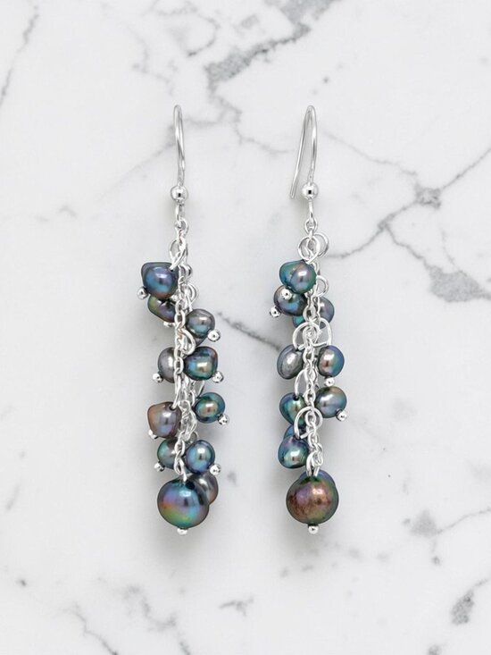 Jewelry - Gray Cultured Pearl Drop Earrings in 925 Sterling Silver